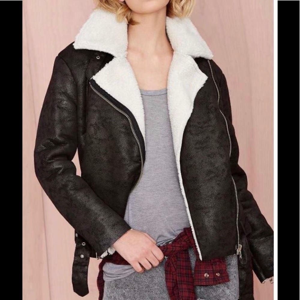Nasty Gal Desert Rider Sherpa Moto Jacket